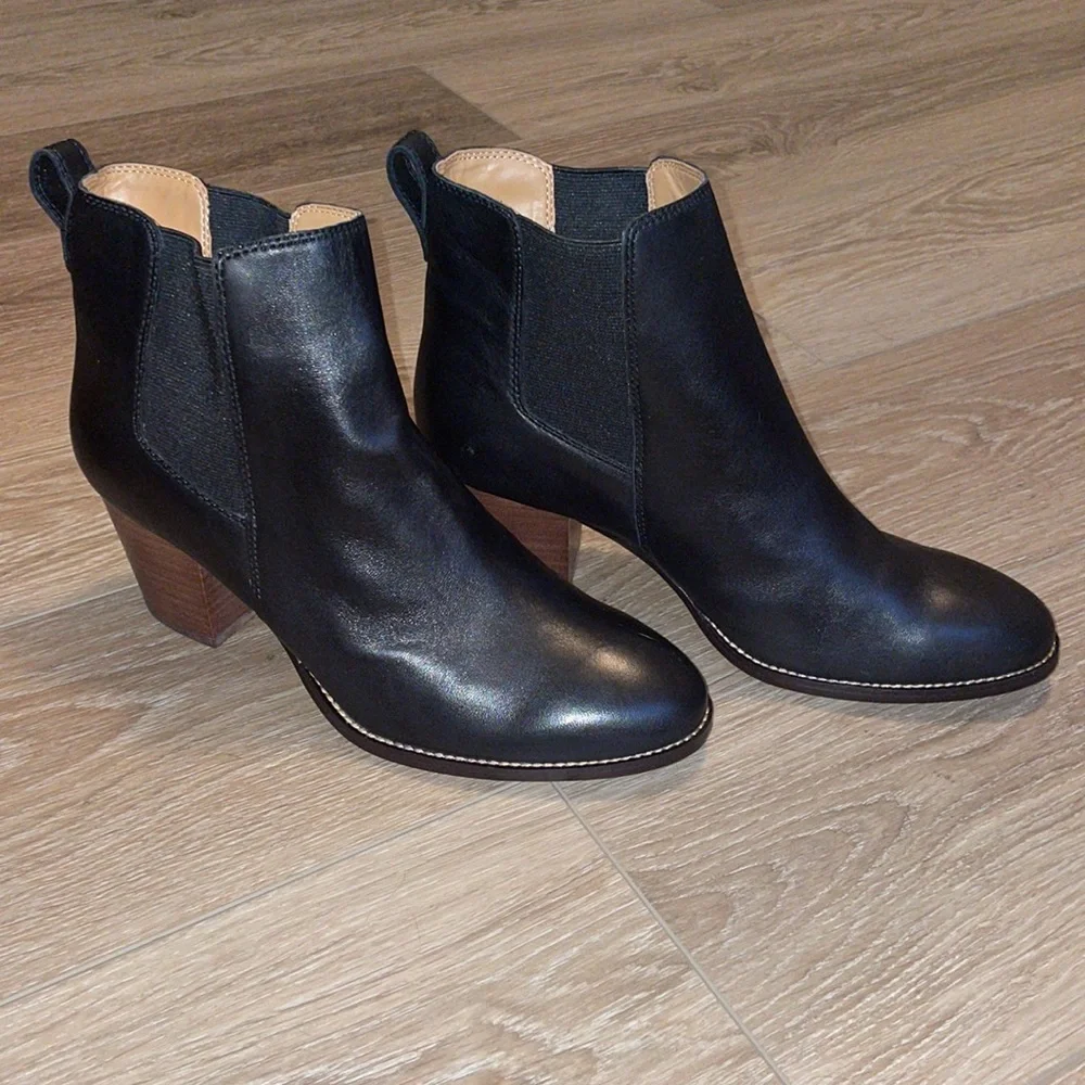 JCrew Factory Women 9.5 Black Rory leather heeled boots AR846 - Picture 5 of 5